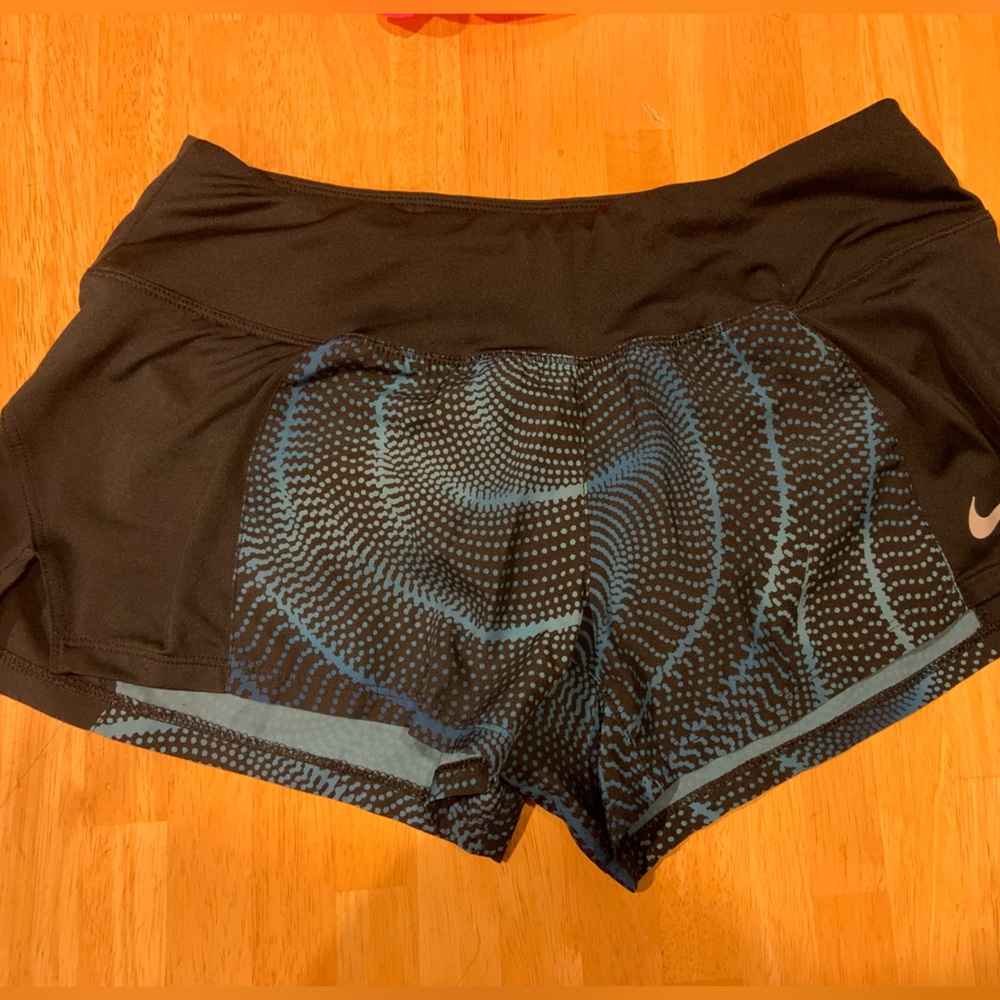 Black and aqua blue Nike dryfit running shorts
